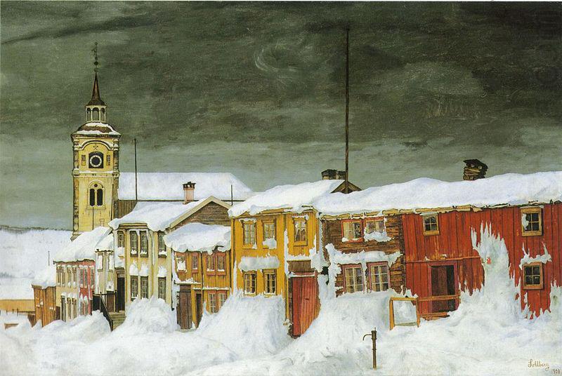 Efter snestorm, Lillegaten Roros, Harald Sohlberg